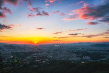 Seoul after sunset of  downtown skyline at nigth,Korea