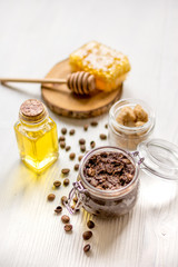 homemade cosmetics based on honey and coffe