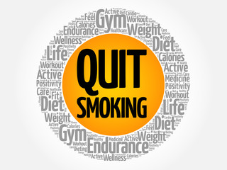 Quit Smoking word cloud collage, health concept background