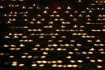 candles in the dark night
