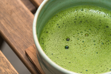 Organic Green Matcha Tea in a Bowl
