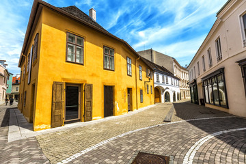 Street in the old town in the center of Baden bei Wien.
