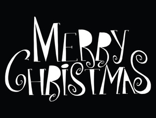 Vector inscription Merry Christmas. Cover title. Drawing by hand. Lettering. The words. Letters. Capital letters. Doodle.