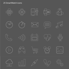 Smart watch vector icons set outline style