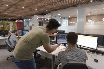 startup business people group working as team to find solution