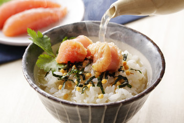 たらこのお茶漬け　Cod roe and Boiled rice soaked with tea