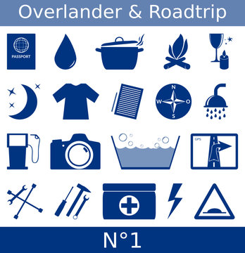 Overlander und Roadtrip Symbole