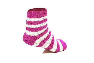 Purple Socks on White Background