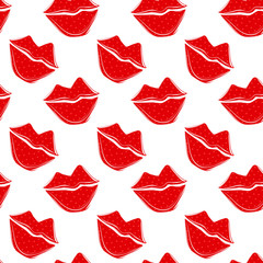 Vector lips seamless pattern. Female abstract lips background.Colorful print. Creative backdrop.Fashion stylish wallpaper.Trendy design in vogue style.Ideal for wrapping paper, textile, fabric.