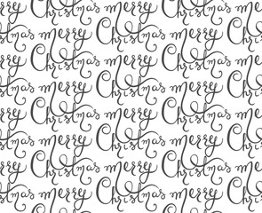 Vector seamless pattern with Merry Christmas lettering.