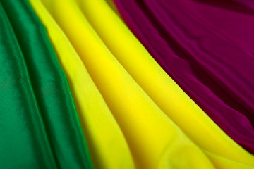 Supplex fabric and chiffon burgundy yellow and green colors for