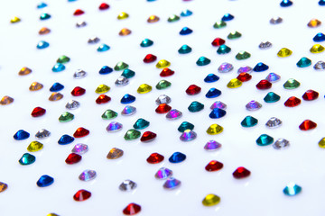 Precious sparkling rhinestones blue green red and yellow colors