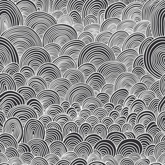 Fototapeta na wymiar Seamless pattern with circular, radial, linear, wavy lines. Sea,