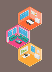 Isometric Office vector illustration