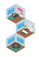 Obraz premium Isometric Office vector illustration