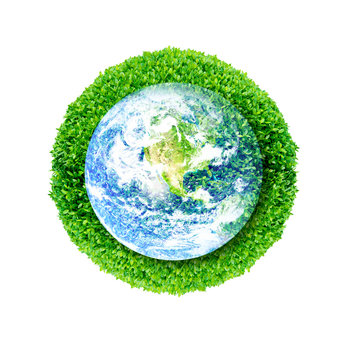 Ecology planet with with trees around. Elements of this image furnished by NASA.