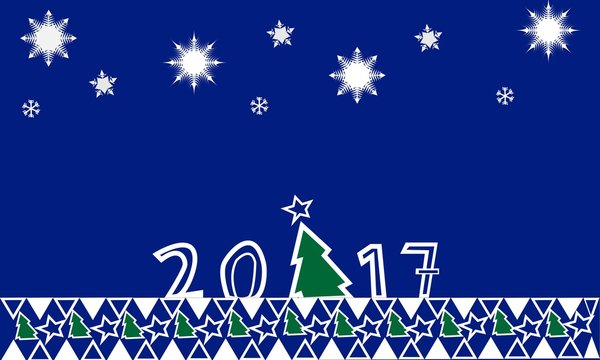 Felicitación año nuevo 2017 con fondo azul.