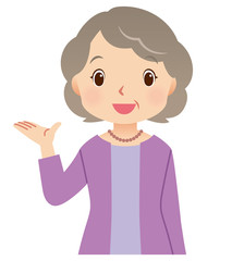 シニア女性　案内　表情