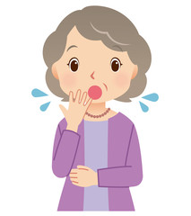 シニア女性　慌てる　表情