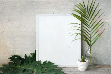 blank picture frame template on wall