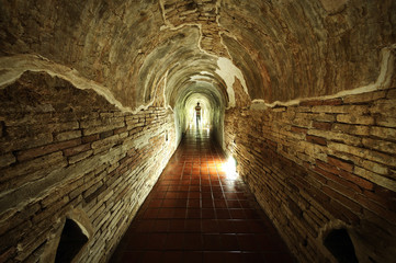 The ancient tunnel U-Mong temple Chiangmai Thailand.