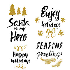 Hand drawn holiday lettering. Christmas collection of unique lettering for greeting cards, stationary, gift tags, scrapbooking, flyers, invitations. Vector Trendy xmas design elements.