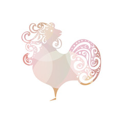 Chinese New Year 2017 rooster design. Cock - Symbol of New Year 2017. Rooster isolated on white