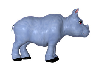 3D Rendering Blue Rhino on White