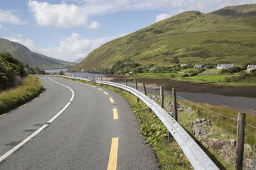 Open Road alongside Lough Killary Fjord Lake; Leenane, Connemara