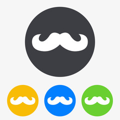 Icono plano bigote en circulo varios colores