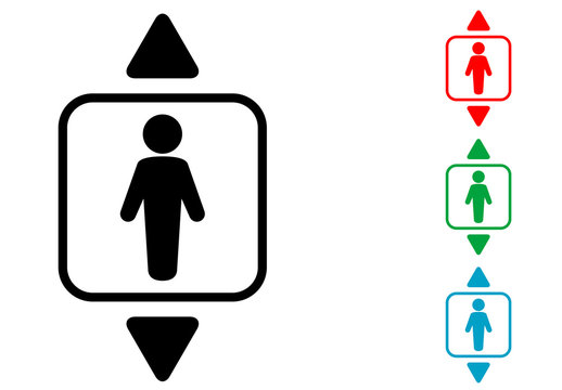 Icono plano ascensor varios colores