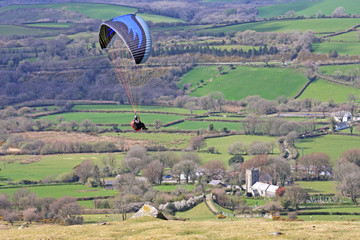 Paraglider above Dartmoor