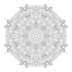 Vector Beautiful Deco Monochrome Contour Mandala