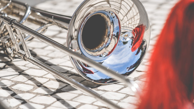 Various instruments and details from a music band of windband