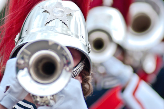 Various instruments and details from a music band of windband
