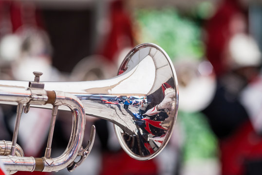 Various instruments and details from a music band of windband
