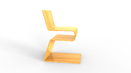 Plywood chair on white background