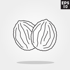 Walnut icon in trendy flat style isolated on color background. Autumn symbol for your design, logo, UI. Vector illustration, EPS10.