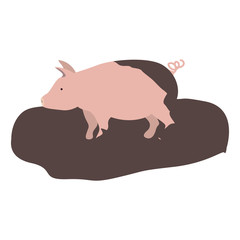 pink pig icon. farm animal over white background. vector illustration