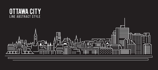 Cityscape Building Line art Vector Illustration design - Ottawa city