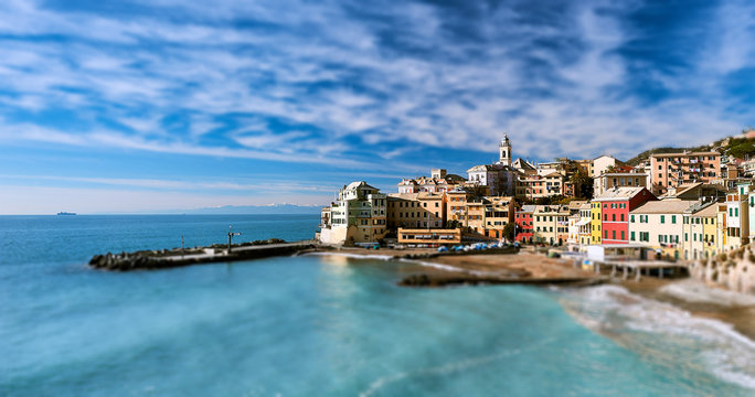 View of Bogliasco village. Italian Riviera
