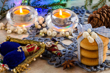 Fototapeta na wymiar Christmas decoration with cookies