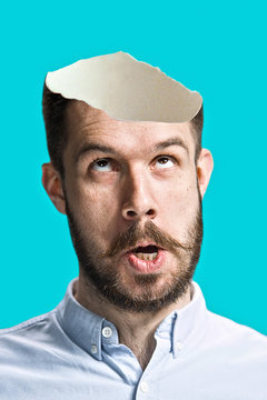 Conceptual image of a open minded man