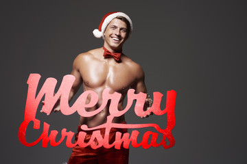 Christmas greetings from handsome man.