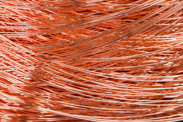 Macrodetail of a copper inductor in a transformer.