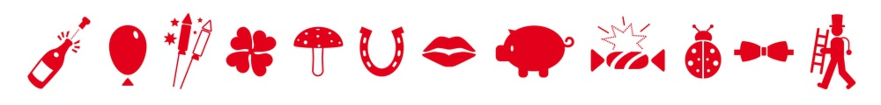 Gl&uuml;cksbringer und Party Piktogramme - Banner