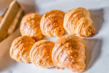Delicious croissants close-up