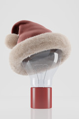 Glühbirne mit Mütze zu Weihnachten