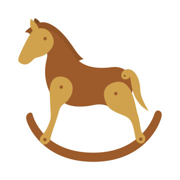 wooden horse kid toy icon over white background. vector illustration