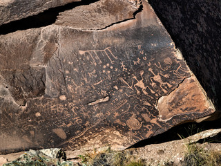 Newspaper rock in Painted desert near Holbrook, Arizona